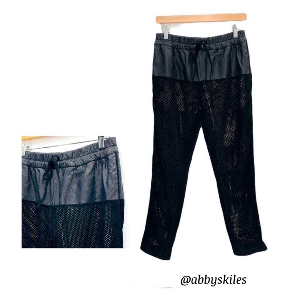 Anthropologie x Parker Black Laser Cut Real Leather Joggers Pants Medium Matrix
